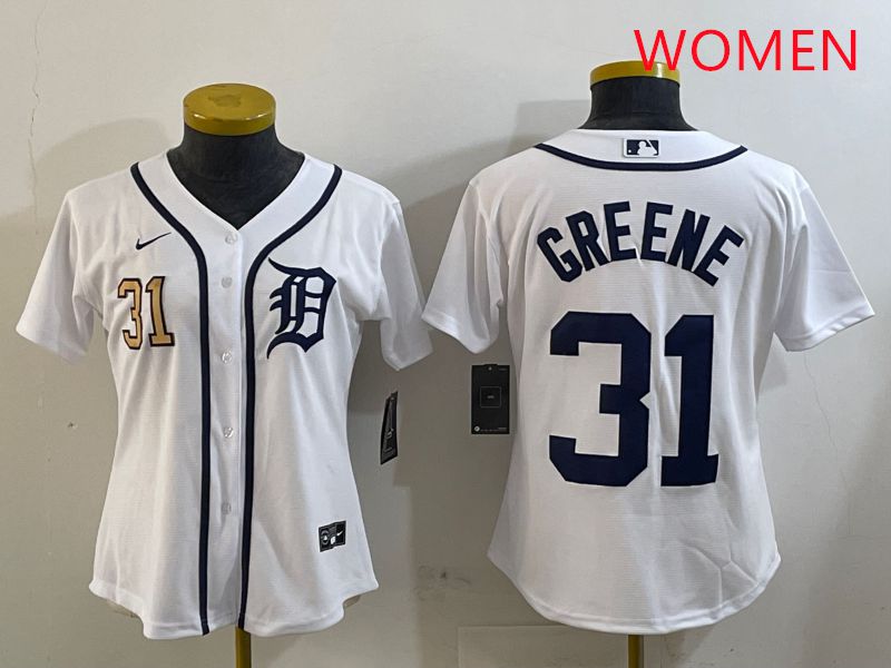Women Detroit Tigers #31 Greene White Game 2025 Nike MLB Jersey style 2